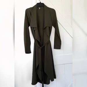 Pink blush maternity olive green duster jacket